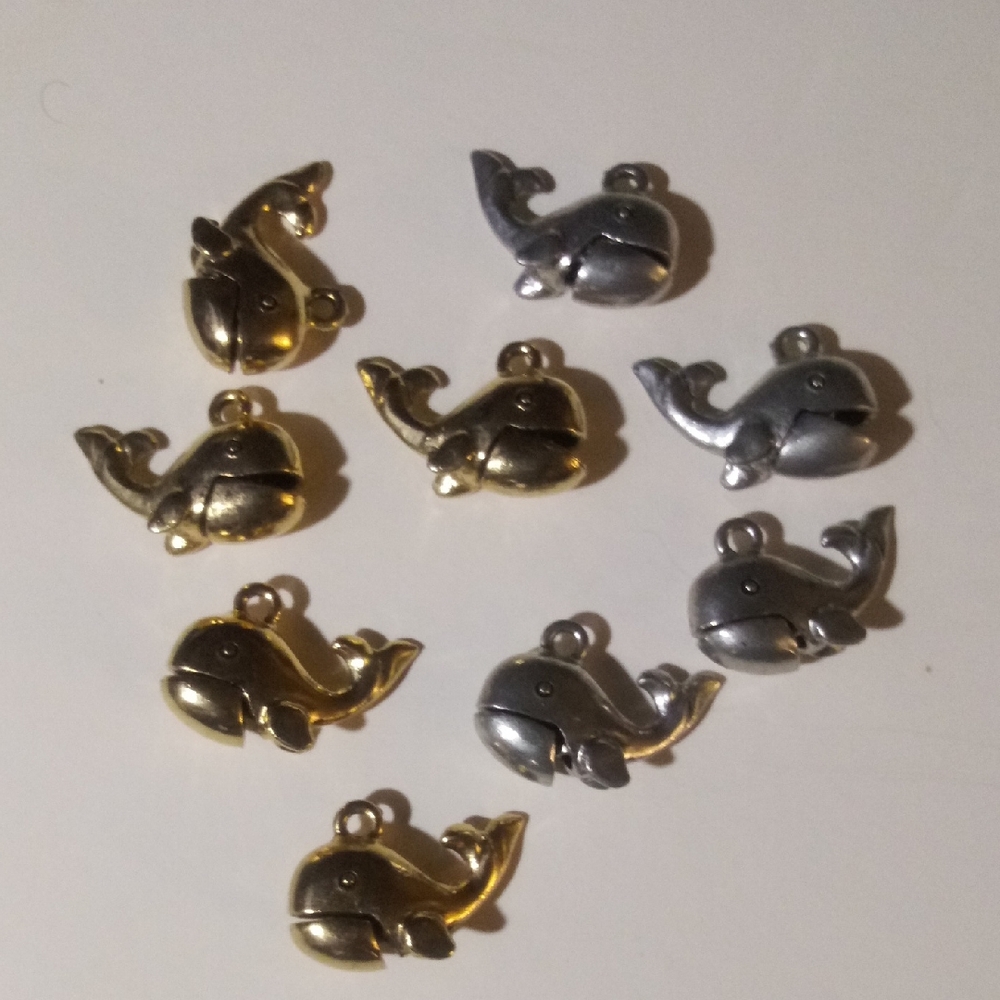 Artisan Moon Gold and Silver Whale Charms